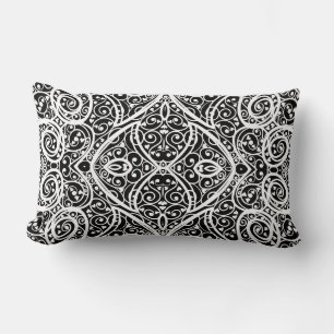 Coussin Rectangle Motif de cœurs noirs et blancs mignons