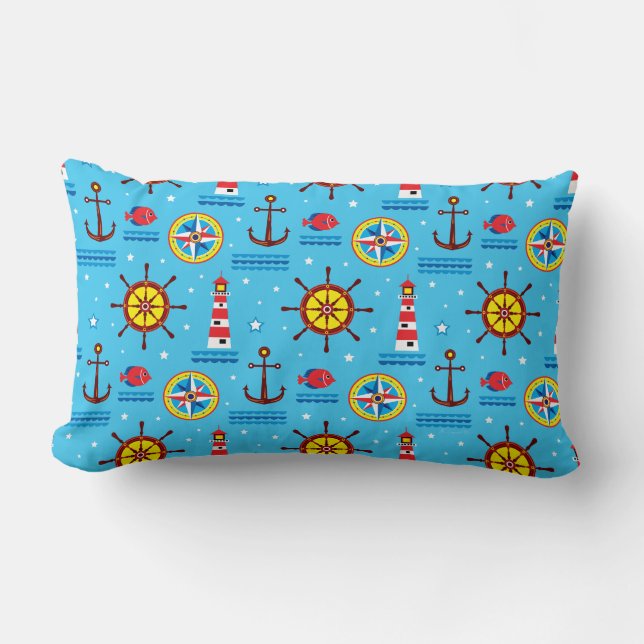 Coussin Rectangle Motif de compas nautique (Recto)