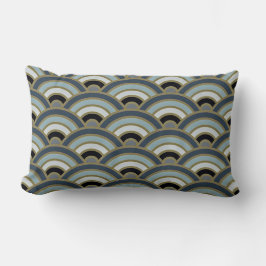 Coussin Rectangle Motif de courbe Art déco bleu ardoise