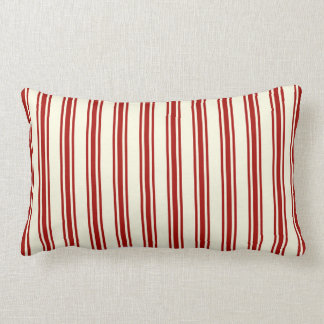 Coussin Rectangle Motif de coutil rouge foncé et crème de rayures