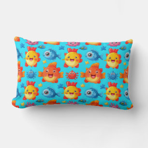 Coussin Rectangle Motif de créatures marines de dessin animé coloré