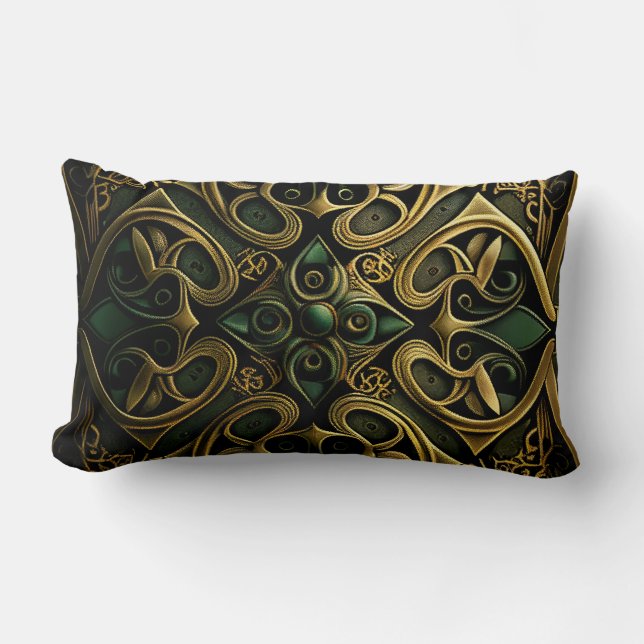 Coussin Rectangle Motif de décoration en bronze vert (Recto)