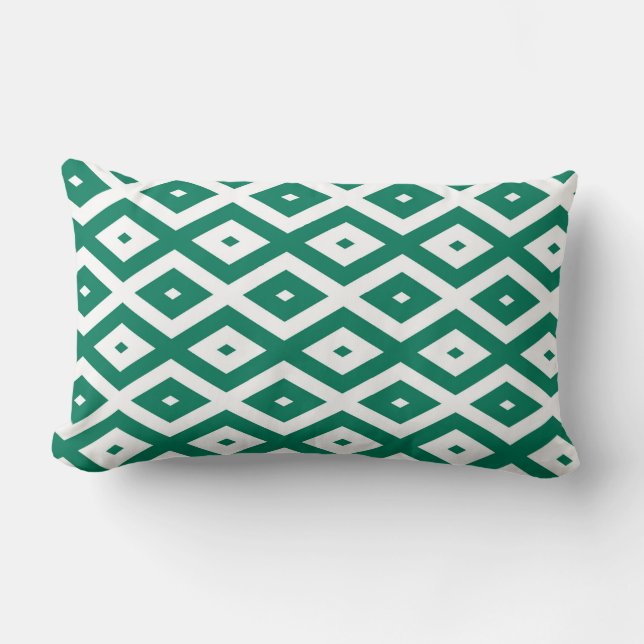 Coussin Rectangle Motif de diamant vert et blanc (Recto)