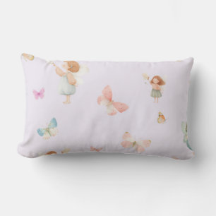 Coussin Rectangle Motif de fée pastel Design de nurserie papillon mi