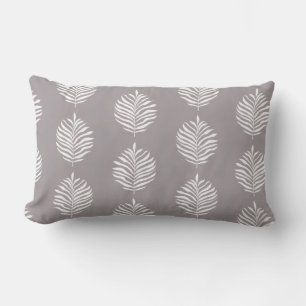 Coussin Rectangle Motif de feuille de palmier côtier gris mouette