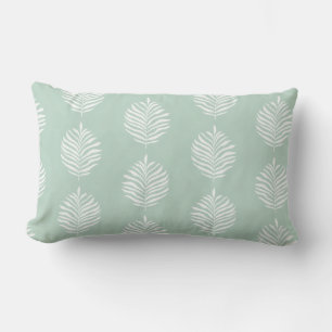 Coussin Rectangle Motif de feuille de palmier côtier Jade brumeux