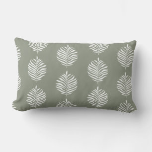 Coussin Rectangle Motif de feuille de palmier côtier Vert sauge