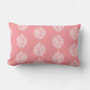 Coussin Rectangle Motif de feuille de palmier tropical rose flamant