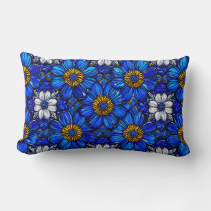 Coussin Rectangle Motif de fleurs bleues