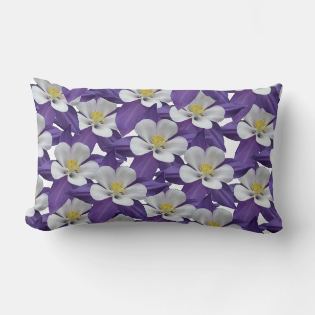 Coussin Rectangle Motif de fleurs Columbine (Recto)