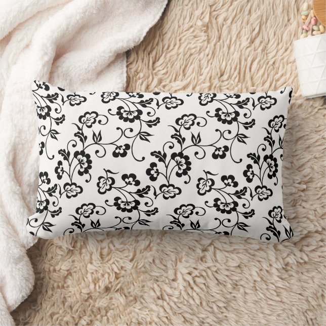 Coussin Rectangle Motif de fleurs noires (Couverture)