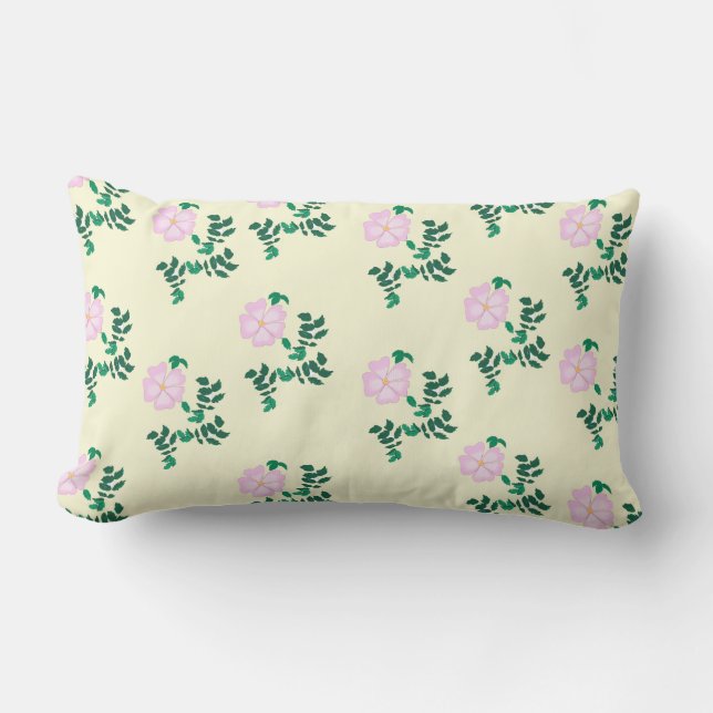 Coussin Rectangle Motif de fleurs Roses Pastel Pink (Recto)