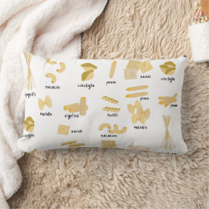 Coussin Rectangle Motif de formes et noms de pâtes italiennes