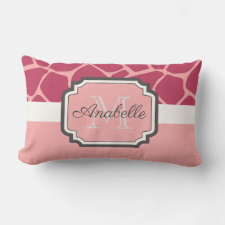 Coussin Rectangle Motif de girafe rose