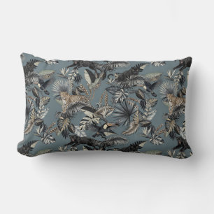 Coussin Rectangle Motif de jungle tropicale exotique Panthère Léopar