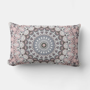 Coussin Rectangle Motif de mandala rose et blanc