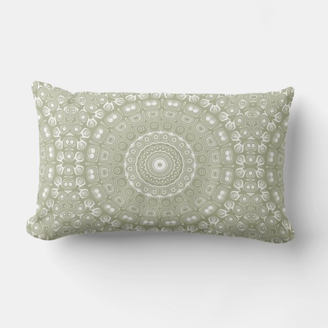 Coussin Rectangle Motif de mandala Sage Green (Recto)