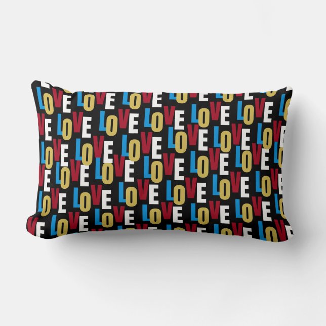 Coussin Rectangle Motif de mots d'amour (Recto)