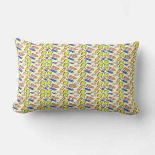 Coussin Rectangle Motif de papeterie sur jaune