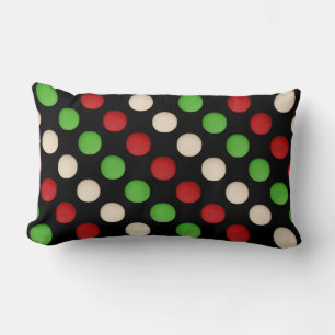 Coussin Rectangle Motif de point blanc vert rouge