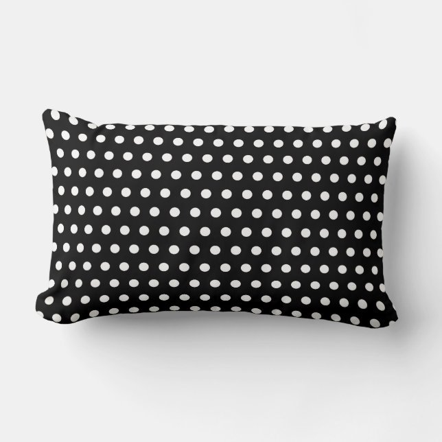 Coussin Rectangle Motif de point noir et blanc de polka. Tacheté (Recto)