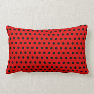Coussin Rectangle Motif de point rouge et noir de polka. Tacheté