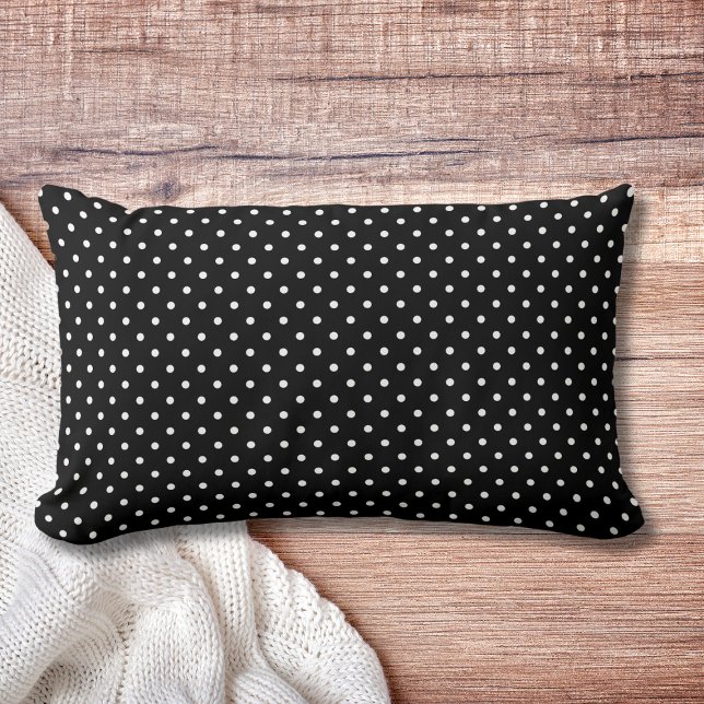 Coussin Rectangle Motif de points de Polka Noir moderne (Créateur téléchargé)
