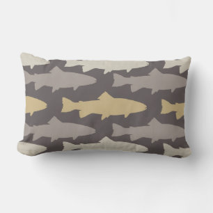 Coussin Rectangle Motif de poisson de truite jaune et gris