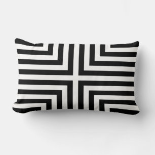 Coussin Rectangle Motif de répétition angulaire rayé noir et blanc