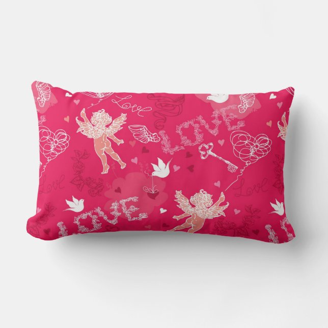 Coussin Rectangle Motif de Saint-Valentin avec le cupidon (Recto)