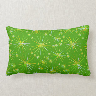 Coussin Rectangle Motif de Spoutnik de la moitié du siècle, vert