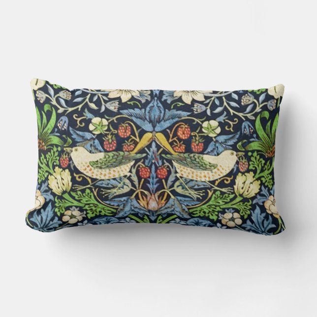 Coussin Rectangle Motif de tapisserie d'oiseau et de fleur de (Recto)