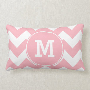Coussin Rectangle Motif de Zigzag rose clair monogramme