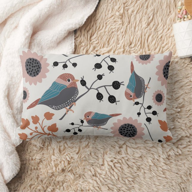 Coussin Rectangle Motif des oiseaux de pousse (Couverture)