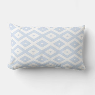 Coussin Rectangle Motif diamant bleu pâle et blanc