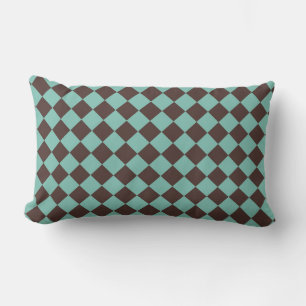 Coussin Rectangle Motif diamant Brown Turquoise Checker