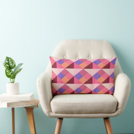 Coussin Rectangle Motif diamant géométrique - rose & violet
