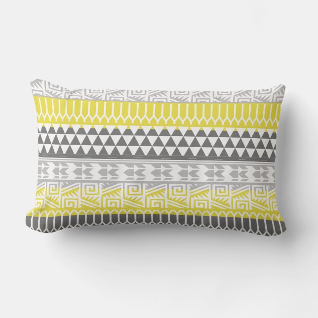 Coussin Rectangle Motif d'impression tribal Aztec géométrique gris j (Recto)