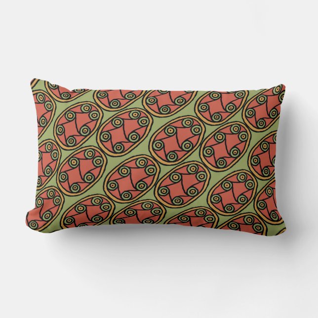 Coussin Rectangle Motif du Bouclier tribal égyptien sur Vert (Recto)