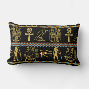 Coussin Rectangle Motif égyptien Hiéroglyphes Oeil de Horus