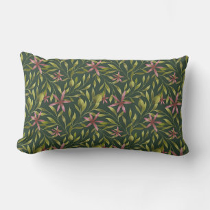 Coussin Rectangle Motif élégant de fleurs roses sur fond sombre