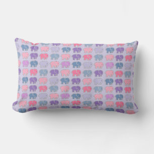 Coussin Rectangle Motif éléphant violet de dessin animé mignon