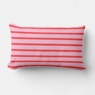Coussin Rectangle Motif en bande rose et rouge