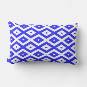 Coussin Rectangle Motif en diamant bleu et blanc