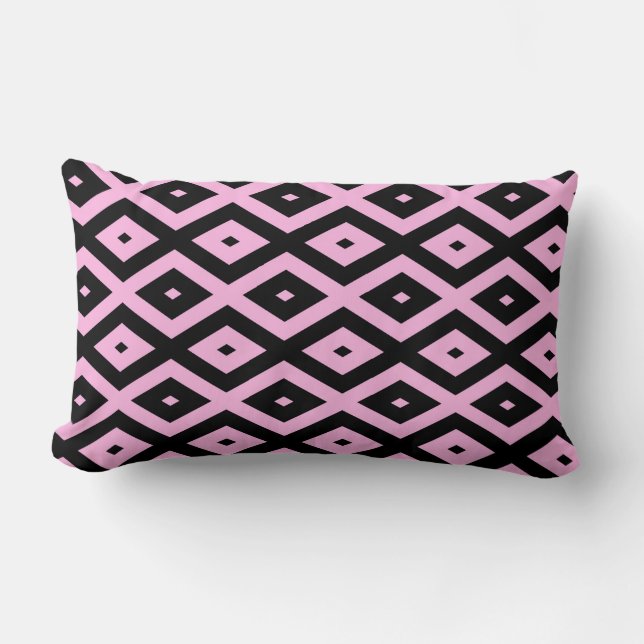 Coussin Rectangle Motif en diamant rose pâle et noir (Recto)