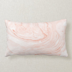 Coussin Rectangle Motif en marbre blanc et Rose-or