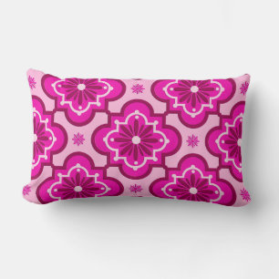 Coussin Rectangle Motif en tuiles marocaines - Fuchsia Pink