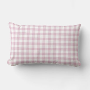 Coussin Rectangle Motif En vichy chèque rose blanc
