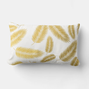 Coussin Rectangle Motif Feuille Faux Gold Palm