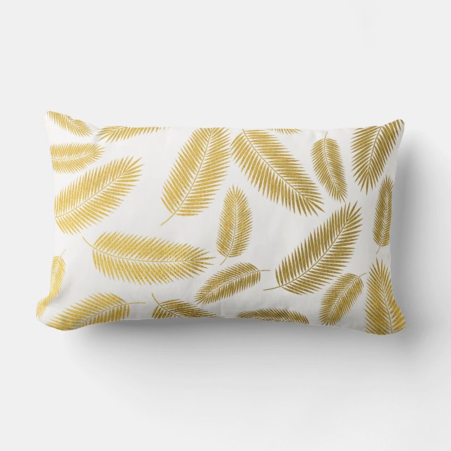 Coussin Rectangle Motif Feuille Faux Gold Palm (Recto)